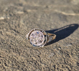 14k gold two-tone old mine cut diamond antique cluster ring