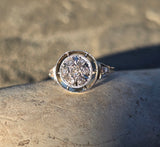 14k gold two-tone old mine cut diamond antique cluster ring