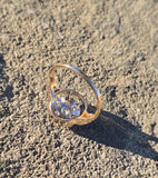 14k gold two-tone old mine cut diamond antique cluster ring