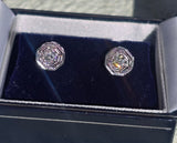 14k white gold diamond Deco estate studs - apx .26c tw