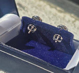 14k white gold diamond Deco estate studs - apx .26c tw