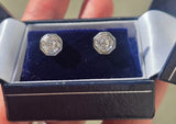14k white gold diamond Deco estate studs - apx .26c tw