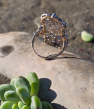 Platinum and 14k gold Edwardian two tone pearl and diamond antique filigree sheild glove ring