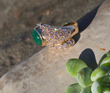 18k gold Colombian emerald and diamond estate ring