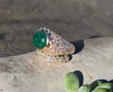18k gold Colombian emerald and diamond estate ring