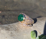 18k gold Colombian emerald and diamond estate ring