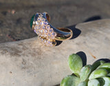 18k gold Colombian emerald and diamond estate ring