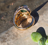 18k gold Colombian emerald and diamond estate ring