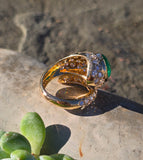 18k gold Colombian emerald and diamond estate ring