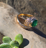 18k gold Colombian emerald and diamond estate ring