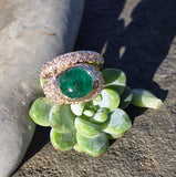 18k gold Colombian emerald and diamond estate ring