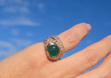 18k gold Colombian emerald and diamond estate ring