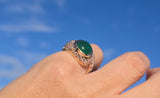 18k gold Colombian emerald and diamond estate ring