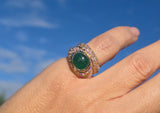 18k gold Colombian emerald and diamond estate ring