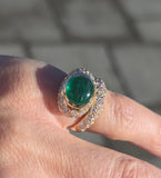 18k gold Colombian emerald and diamond estate ring
