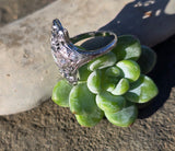 14k white gold Art Deco c.1920's diamond filigree glove shield ring