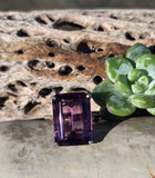 14k gold emerald cut amethyst solitaire estate ring