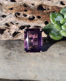 14k gold emerald cut amethyst solitaire estate ring