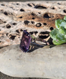 14k gold emerald cut amethyst solitaire estate ring