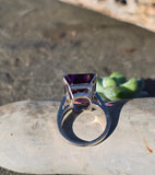 14k gold emerald cut amethyst solitaire estate ring