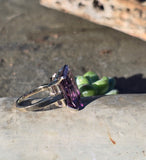 14k gold emerald cut amethyst solitaire estate ring