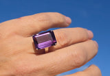 14k gold emerald cut amethyst solitaire estate ring