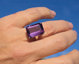 14k gold emerald cut amethyst solitaire estate ring