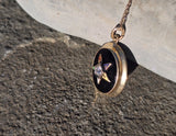 10k gold Eastern Star diamond and enamel antique necklace pendant