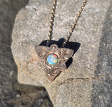 10k gold Victorian opal slide necklace pendant