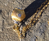 18k gold contemporary diamond necklace ball pendant