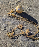 18k gold contemporary diamond necklace ball pendant