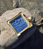 18k gold carved glass mythological scene estate necklace pendant