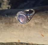 platinum natural star sapphire and diamond estate ring