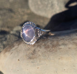 platinum natural star sapphire and diamond estate ring