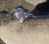platinum natural star sapphire and diamond estate ring