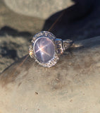 platinum natural star sapphire and diamond estate ring