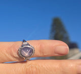 platinum natural star sapphire and diamond estate ring
