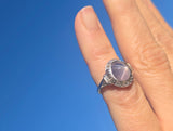 platinum natural star sapphire and diamond estate ring