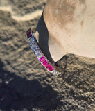 18k white diamond and ruby stackable eternity wedding band - size 5.25