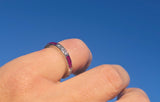 18k white diamond and ruby stackable eternity wedding band - size 5.25