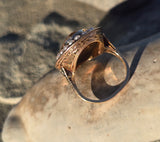 14k gold Victorian citrine, pearl, enamel and diamond floral halo antique ring