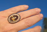 14k gold Victorian citrine, pearl, enamel and diamond floral halo antique ring