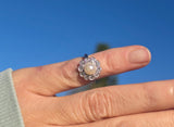 platinum pearl and diamond estate halo ring