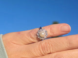 platinum pearl and diamond estate halo ring