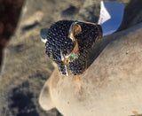 14k gold Effy panther emerald and black diamond estate king