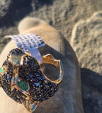 14k gold Effy panther emerald and black diamond estate king