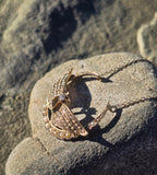 10ct gold Victorian crescent wings diamond and seed pearl necklace pendant