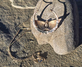 10ct gold Victorian crescent wings diamond and seed pearl necklace pendant