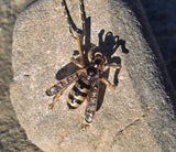 18ct gold Victorian BEE rose cut diamond and enamel antique pendant necklace 🐝