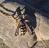 18ct gold Victorian BEE rose cut diamond and enamel antique pendant necklace 🐝